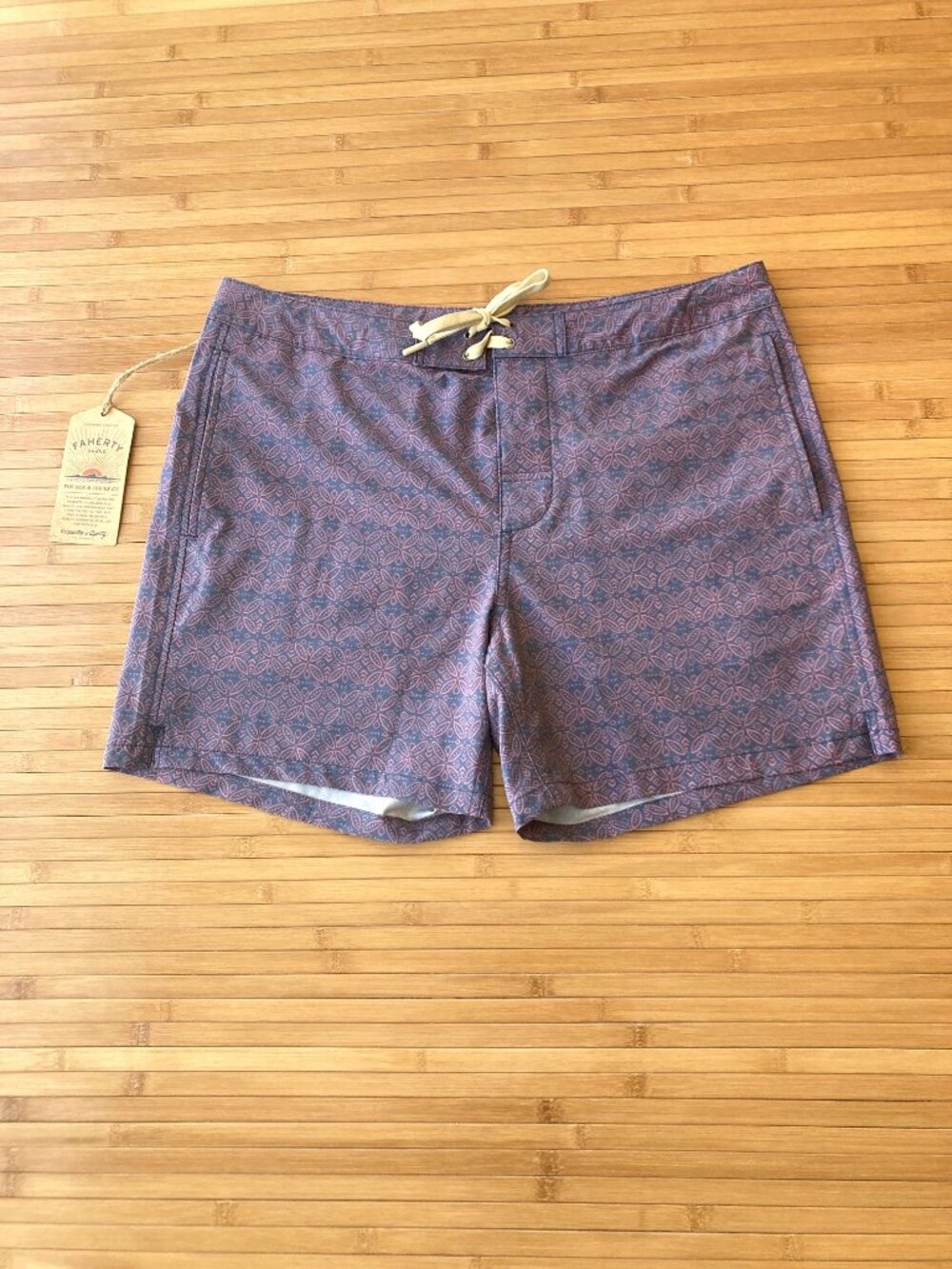 Faherty Biarritz Boardshorts Swim Surf Performance Mens 34 Dusk Rose NWT